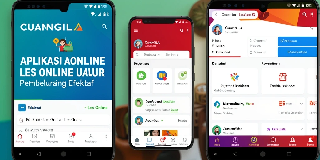 Screenshot utama CUANGILA menampilkan antarmuka aplikasi Les Online yang mudah digunakan.