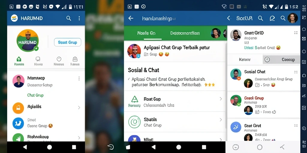 Tampilan antarmuka aplikasi HARUM4D dengan fitur Chat Grup yang menarik.