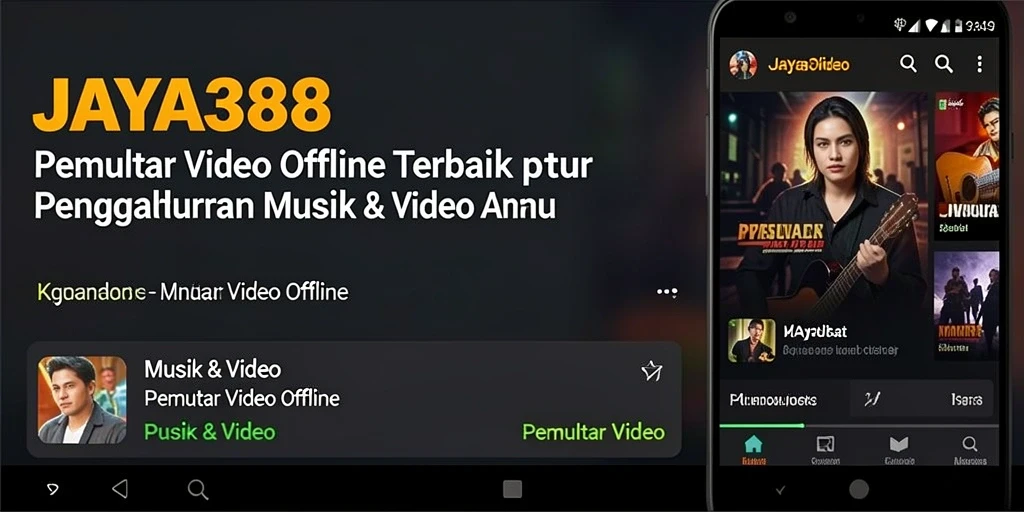 Tampilan antarmuka utama JAYA388 untuk pemutar video offline.