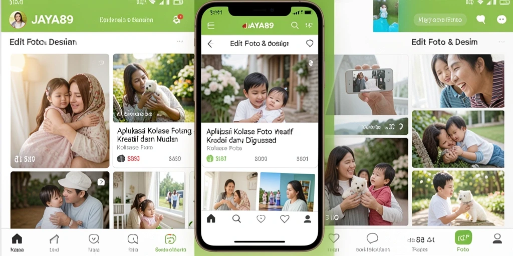 Antarmuka JAYA89 yang menawan dengan fitur kolase foto yang lengkap.