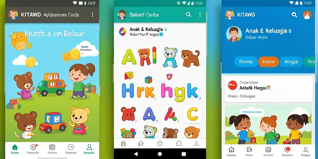 Tampilan antarmuka menarik dari aplikasi Belajar Huruf Angka.