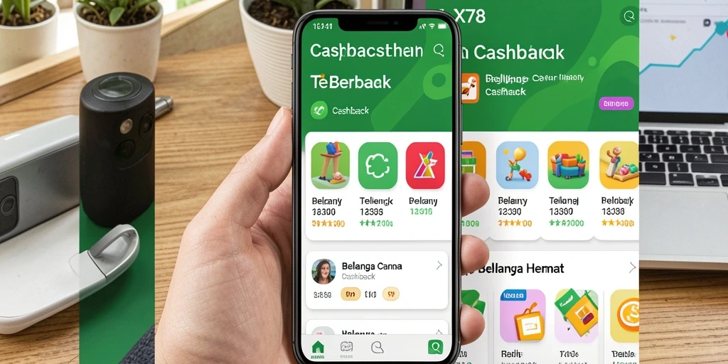 Tampilan antarmuka aplikasi X78 yang sederhana dan menarik dengan fitur cashback.